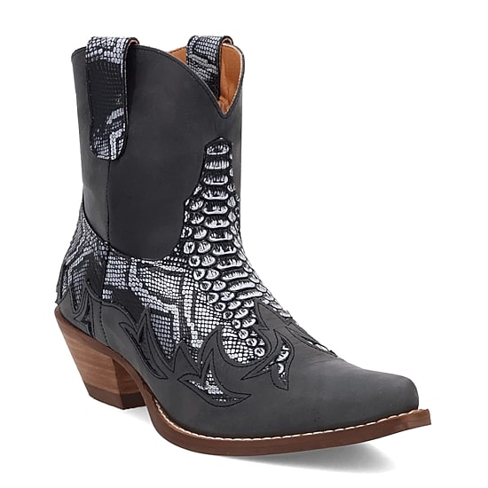 Dingo Womens Cobra Kiss Leather Bootie Block Heel Cowboy Boots