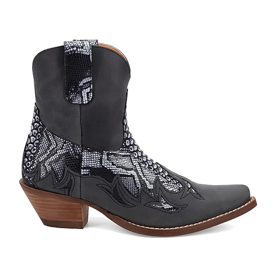 Dingo Womens Cobra Kiss Leather Bootie Block Heel Cowboy Boots