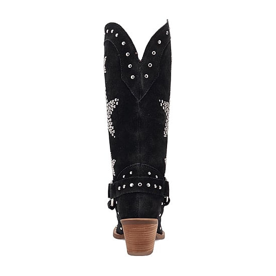 Dingo Womens Lucky Stars Suede Leather Boot Block Heel Cowboy Boots