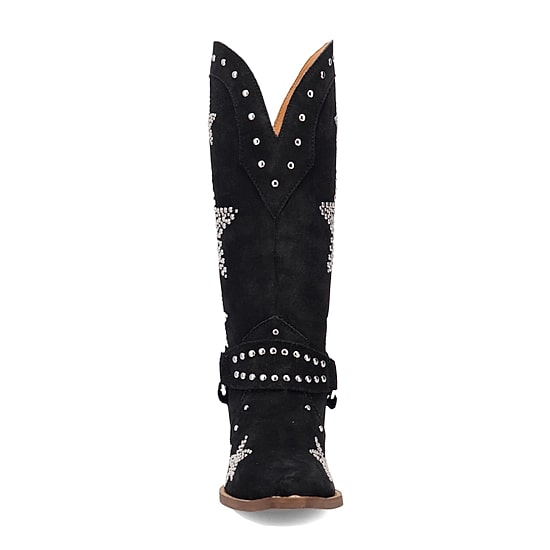 Dingo Womens Lucky Stars Suede Leather Boot Block Heel Cowboy Boots