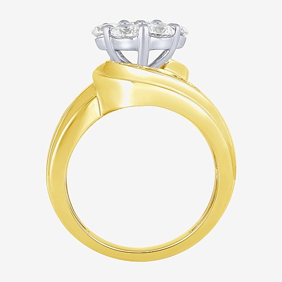 Diamond Blossom (F / Vs2) Womens 4 CT. T.W. Lab Grown White Diamond 10K Gold Cluster Cocktail Ring