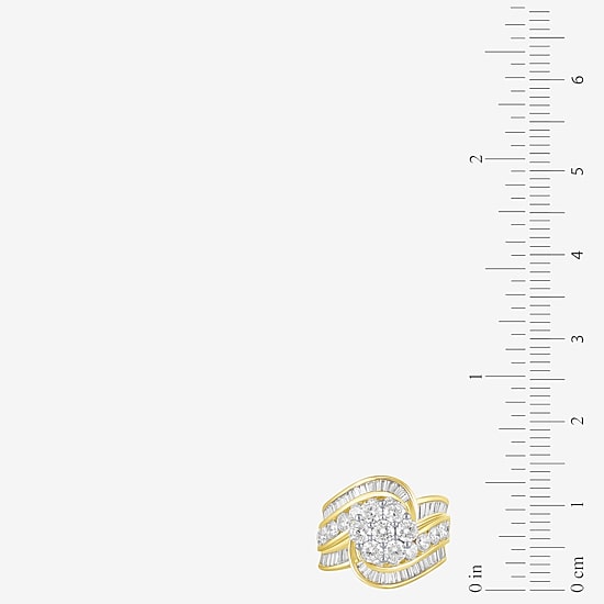 Diamond Blossom (F / Vs2) Womens 4 CT. T.W. Lab Grown White Diamond 10K Gold Cluster Cocktail Ring