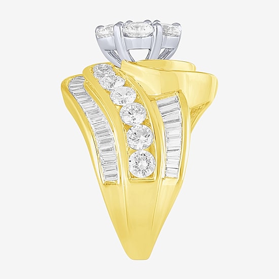 Diamond Blossom (F / Vs2) Womens 4 CT. T.W. Lab Grown White Diamond 10K Gold Cluster Cocktail Ring
