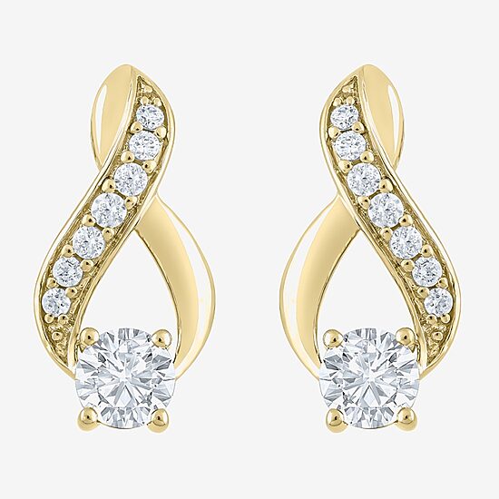 (F / Vs2) Womens 1 CT. T.W. Lab Grown White Diamond 10K Gold Drop Earrings