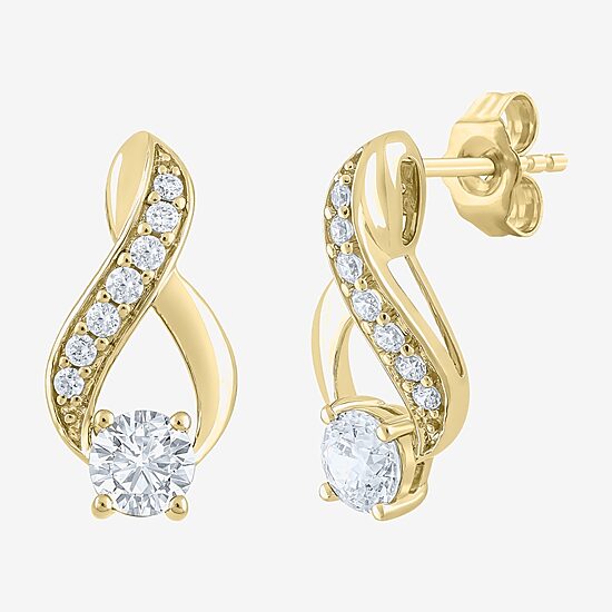 (F / Vs2) Womens 1 CT. T.W. Lab Grown White Diamond 10K Gold Drop Earrings