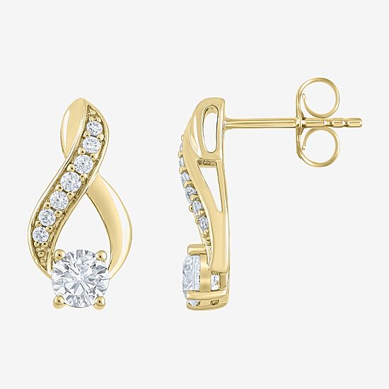 (F / Vs2) Womens 1 CT. T.W. Lab Grown White Diamond 10K Gold Drop Earrings