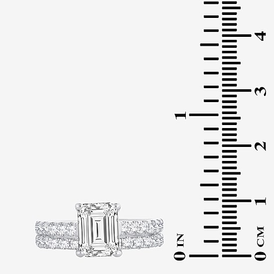 (H-I / SI1-SI2) Signature By Modern Bride Womens 3 CT. T.W. Lab Grown White Diamond In 14K Gold Emerald Bridal Set