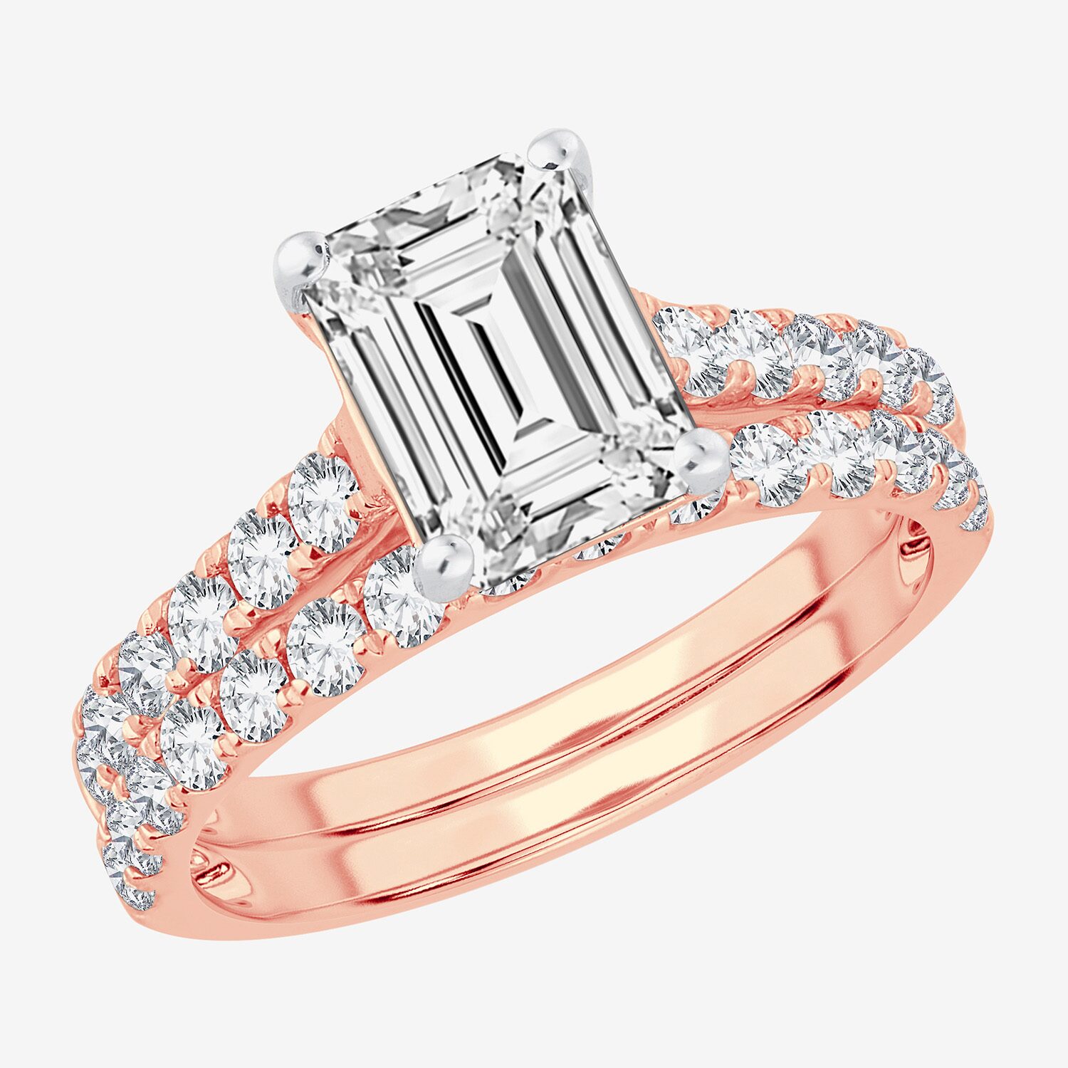 (H-I / SI1-SI2) Signature By Modern Bride Womens 3 CT. T.W. Lab Grown White Diamond 14K Gold Emerald Bridal Set
