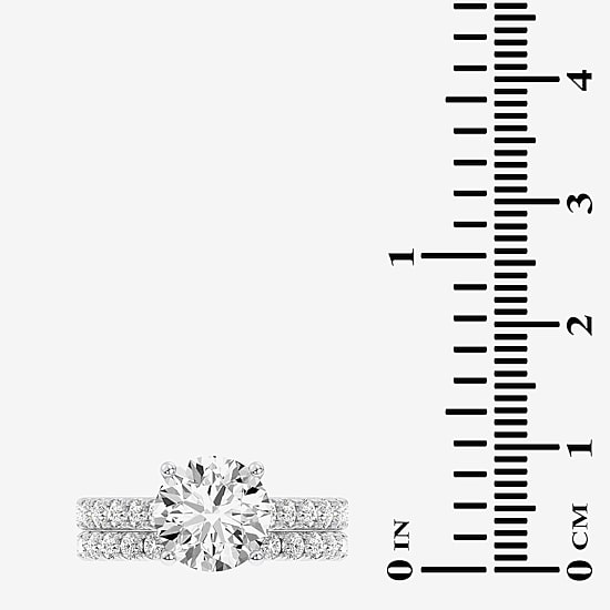 Signature By Modern Bride (G-H / Si1-Si2) Womens 4 CT. T.W. Lab Grown White Diamond 14K Gold Round Side Stone Bridal Set