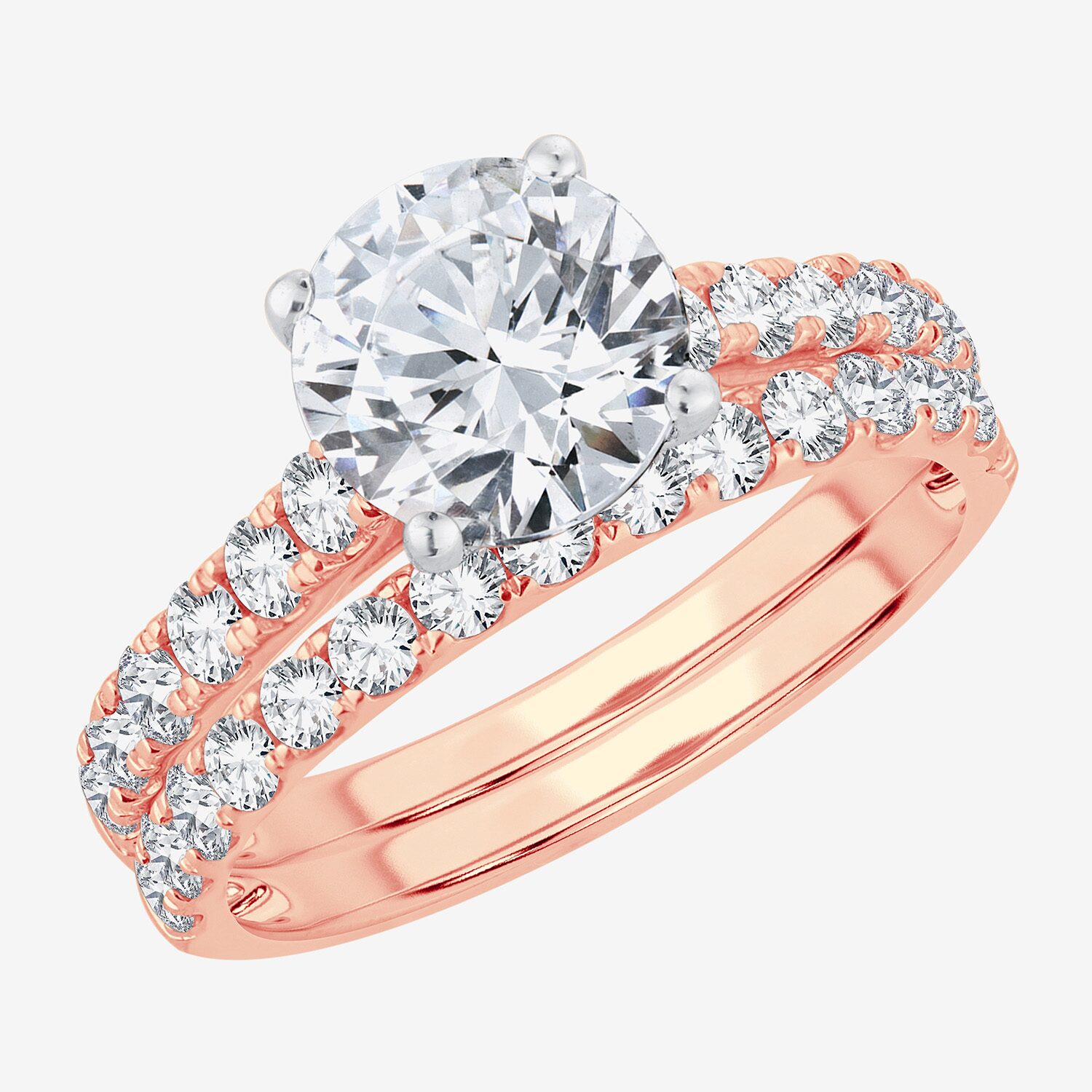 (H-I / SI1-SI2) Signature By Modern Bride Womens 3 CT. T.W. Lab Grown White Diamond 14K Gold Round Bridal Set