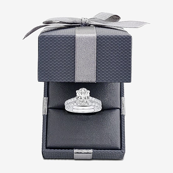(H-I / SI1-SI2) Signature By Modern Bride Womens 3 CT. T.W. Lab Grown White Diamond In 14K Gold Oval Bridal Set