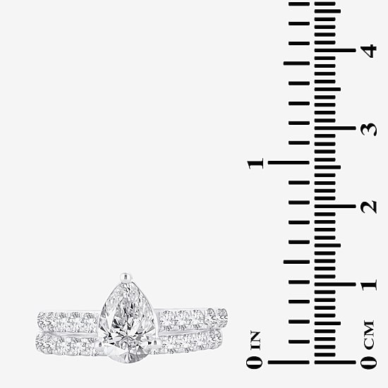 (H-I / SI1-SI2) Signature By Modern Bride Womens 2 1/2 CT. TW. Lab Grown White Diamond in 14K Gold Pear Bridal Set