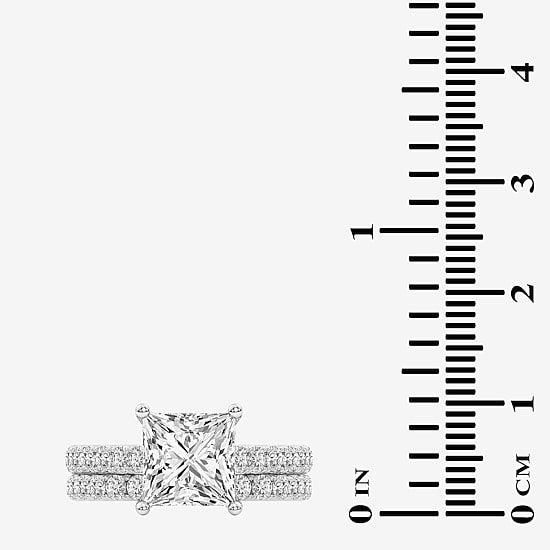 Signature By Modern Bride (G-H / Si1-Si2) Womens 4 CT. T.W. Lab Grown White Diamond 14K Gold Side Stone Bridal Set
