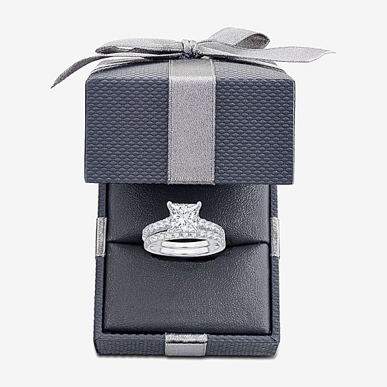 Signature By Modern Bride (G-H / Si1-Si2) Womens 4 CT. T.W. Lab Grown White Diamond 14K Gold Side Stone Bridal Set