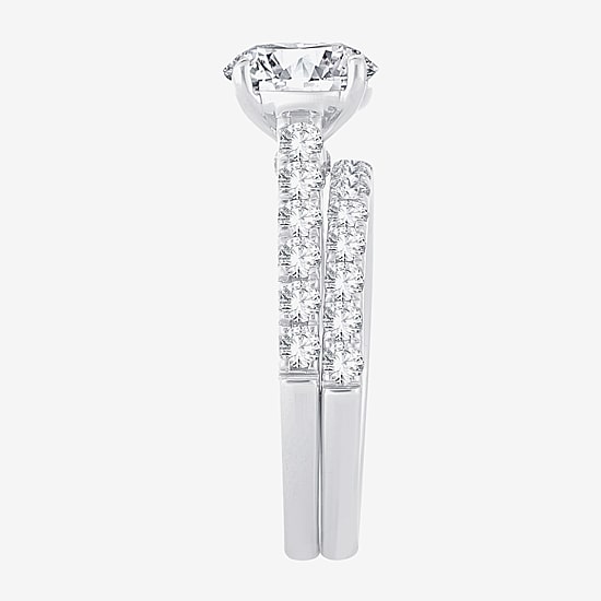 (H-I / SI1-SI2) Signature By Modern Bride Womens 3 CT. T.W. Lab Grown White Diamond In 14K Gold Round Bridal Set
