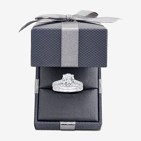 (H-I / SI1-SI2) Signature By Modern Bride Womens 3 CT. T.W. Lab Grown White Diamond In 14K Gold Round Bridal Set