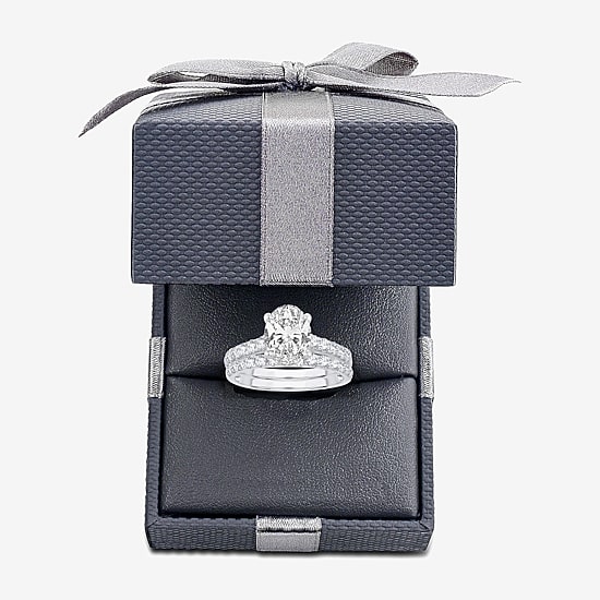 Signature By Modern Bride (G-H / Si1-Si2) Womens 4 CT. T.W. Lab Grown White Diamond 14K Gold Oval Side Stone Bridal Set
