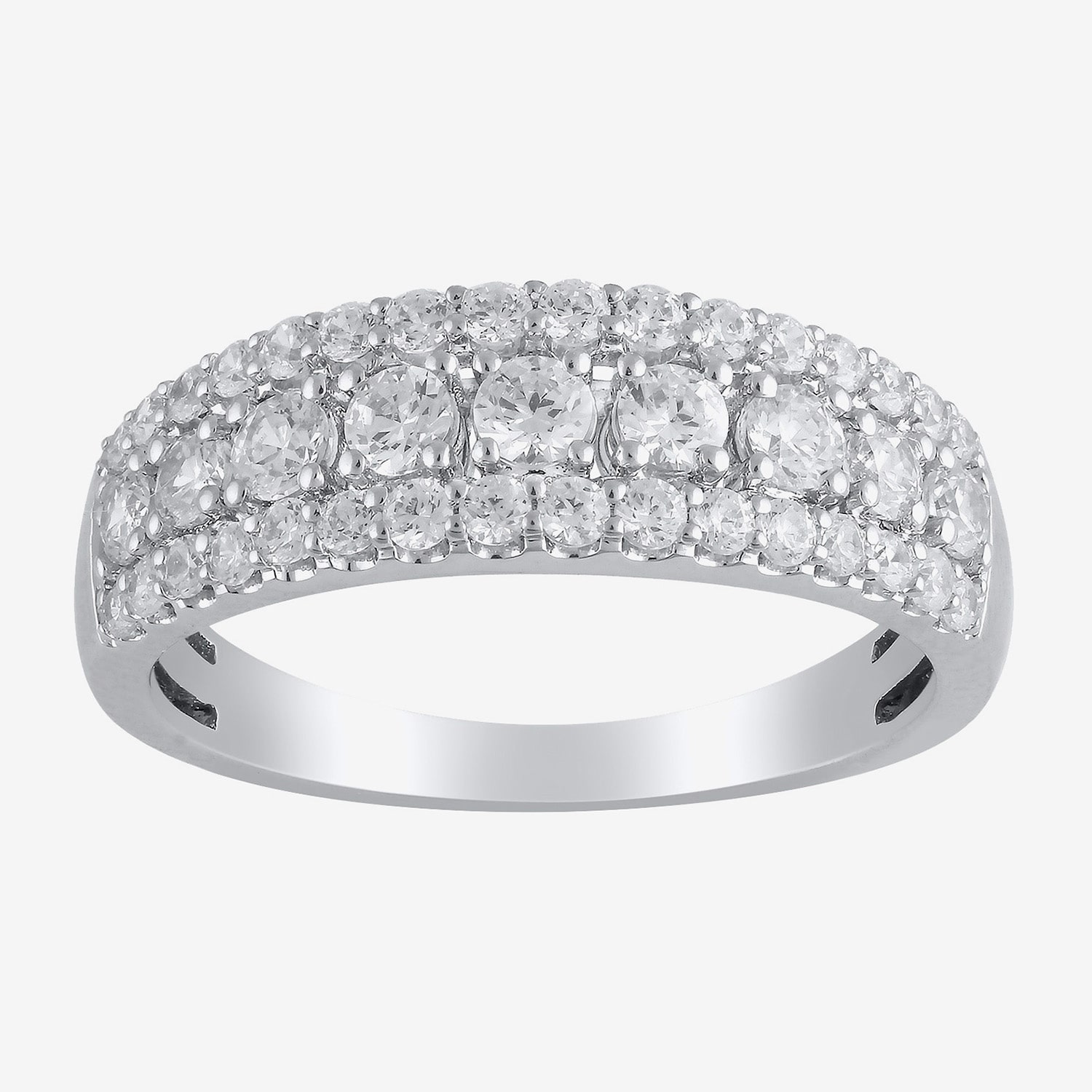 (F / Vs2) Womens 1 CT. T.W. Lab Grown White Diamond 10K Gold Anniversary Wedding Band