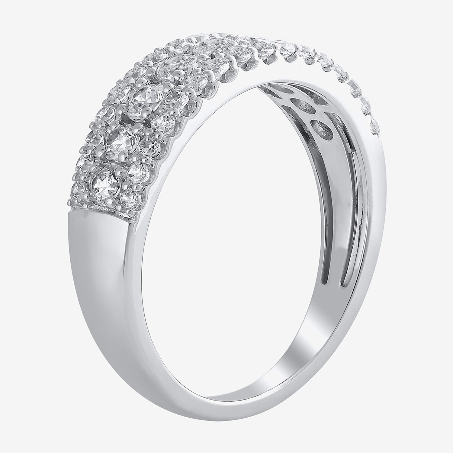 (F / Vs2) Womens 1 CT. T.W. Lab Grown White Diamond 10K Gold Anniversary Wedding Band