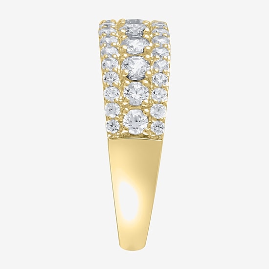 (F / Vs2) Womens 1 CT. T.W. Lab Grown White Diamond 10K Gold Anniversary Wedding Band