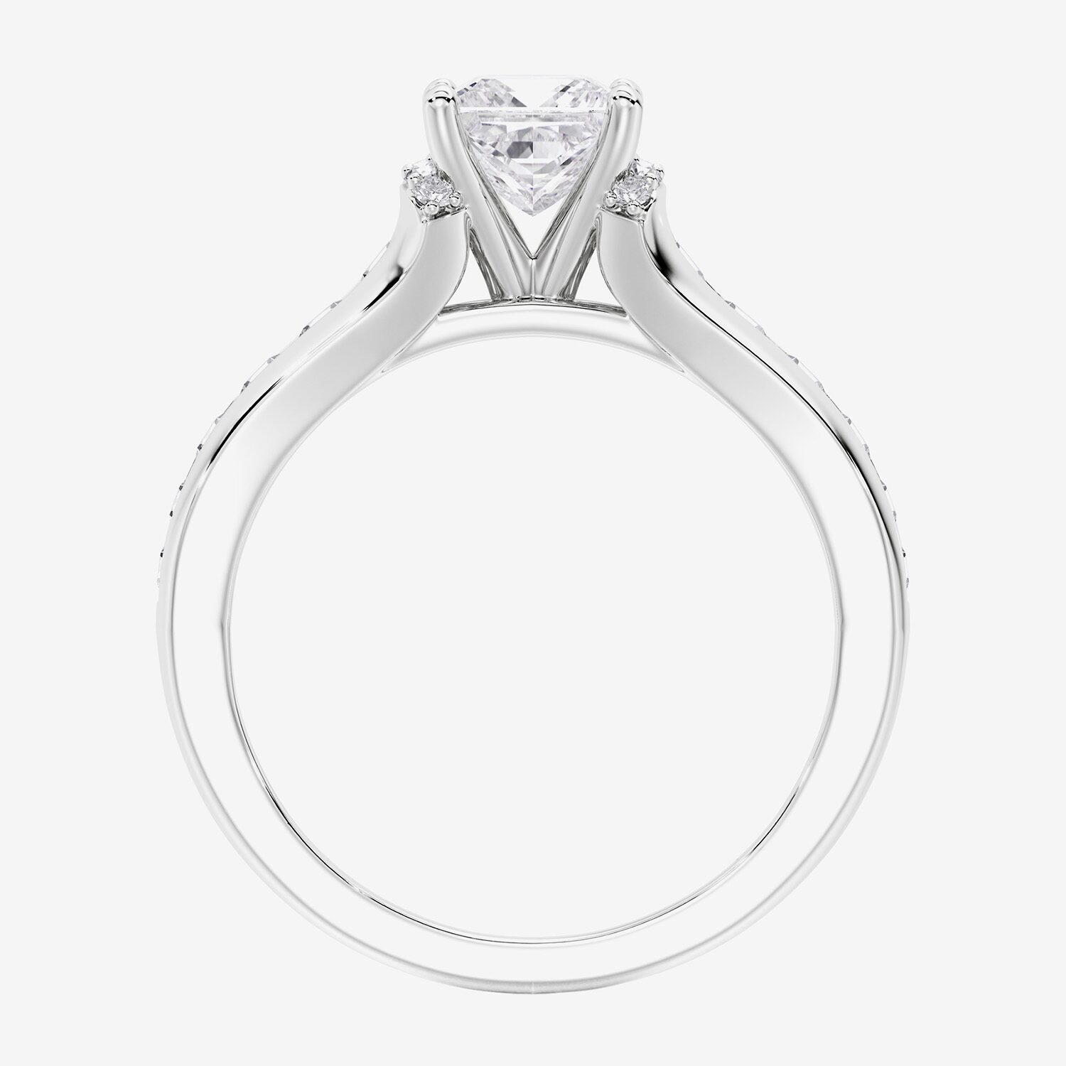 F / Vs2) Womens CT. T.W. Lab Grown White Diamond 10K Gold Side Stone Engagement Ring