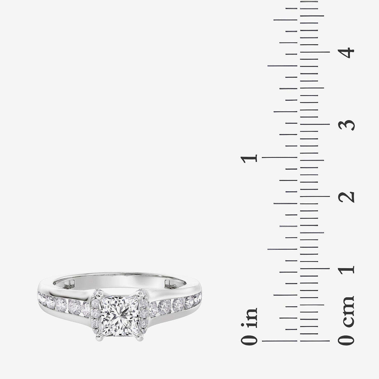 F / Vs2) Womens CT. T.W. Lab Grown White Diamond 10K Gold Side Stone Engagement Ring