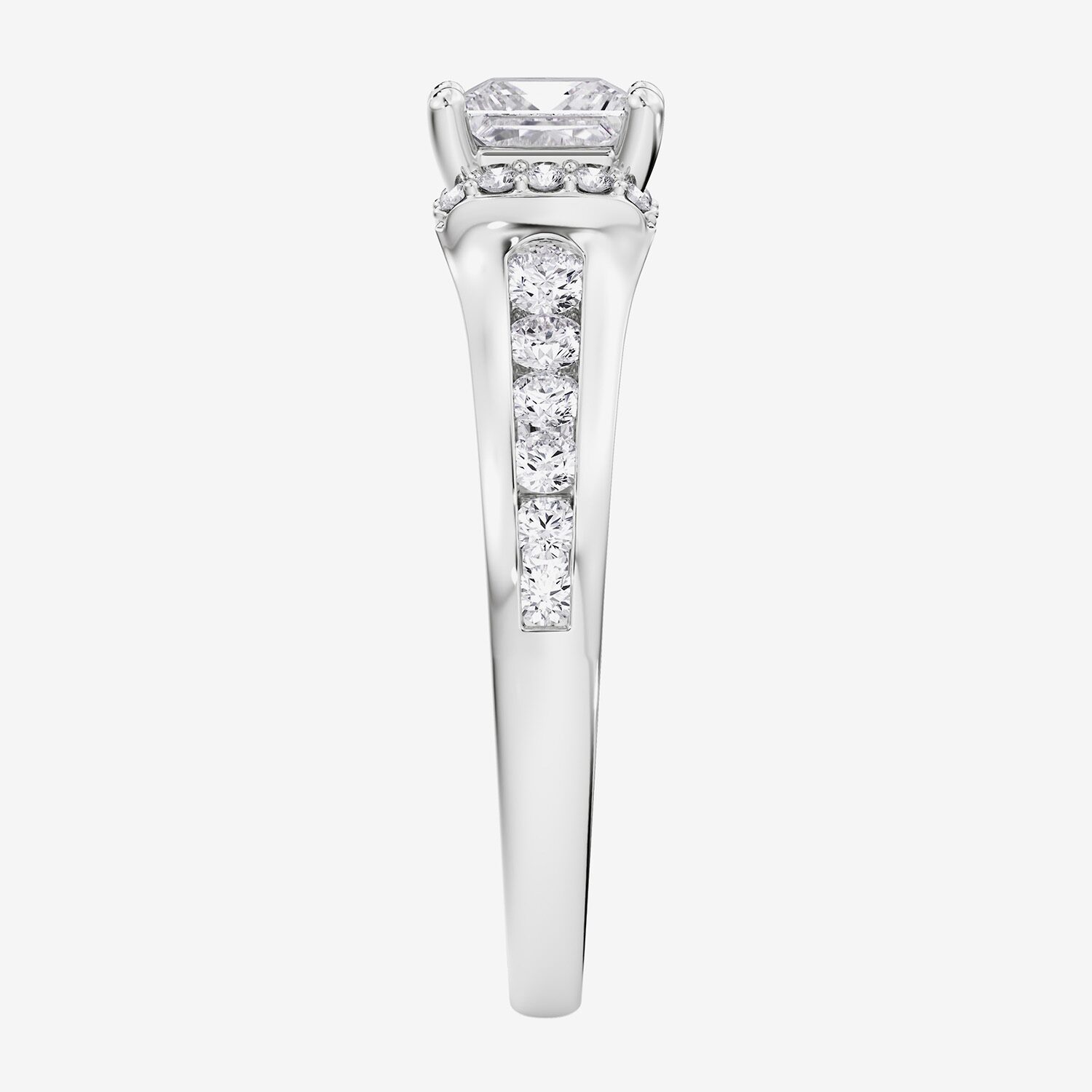 F / Vs2) Womens CT. T.W. Lab Grown White Diamond 10K Gold Side Stone Engagement Ring