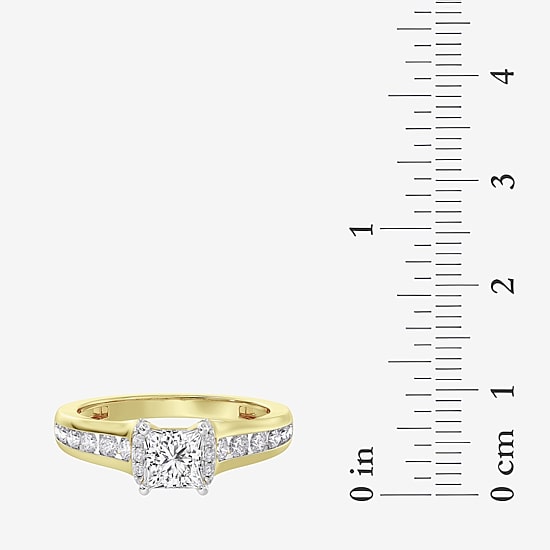 (F / Vs2) Womens 6 CT. T.W. Lab Grown White Diamond 10K Gold Side Stone Engagement Ring
