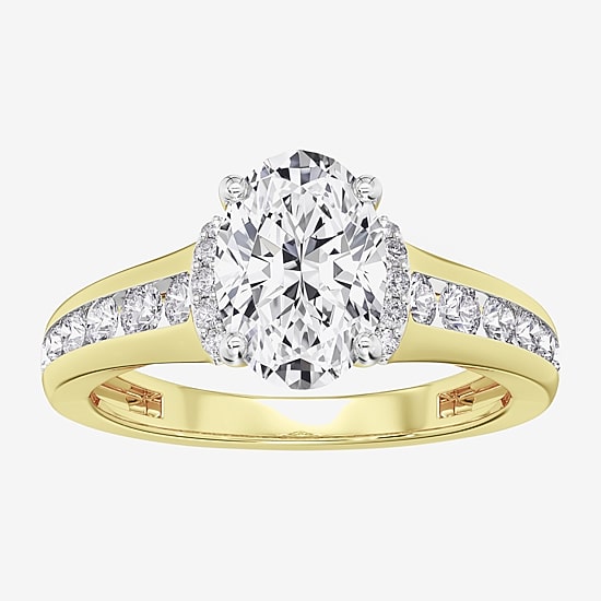 (F / Vs2) Womens 6 CT. T.W. Lab Grown White Diamond Platinum Oval Side Stone Engagement Ring
