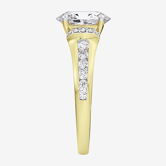 (F / Vs2) Womens 6 CT. T.W. Lab Grown White Diamond Platinum Oval Side Stone Engagement Ring