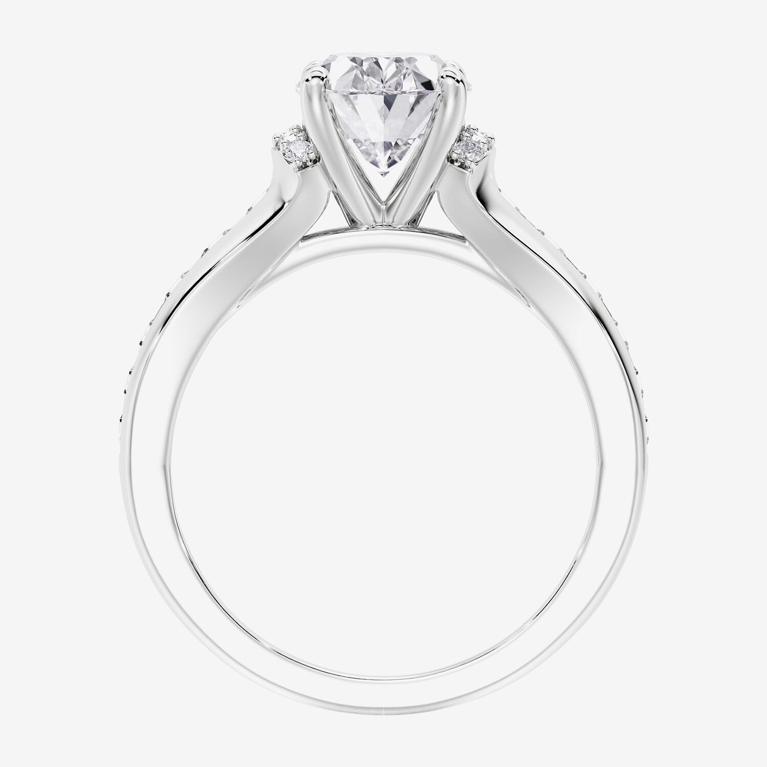 (F / Vs2) Womens 6 CT. T.W. Lab Grown White Diamond Platinum Oval Side Stone Engagement Ring
