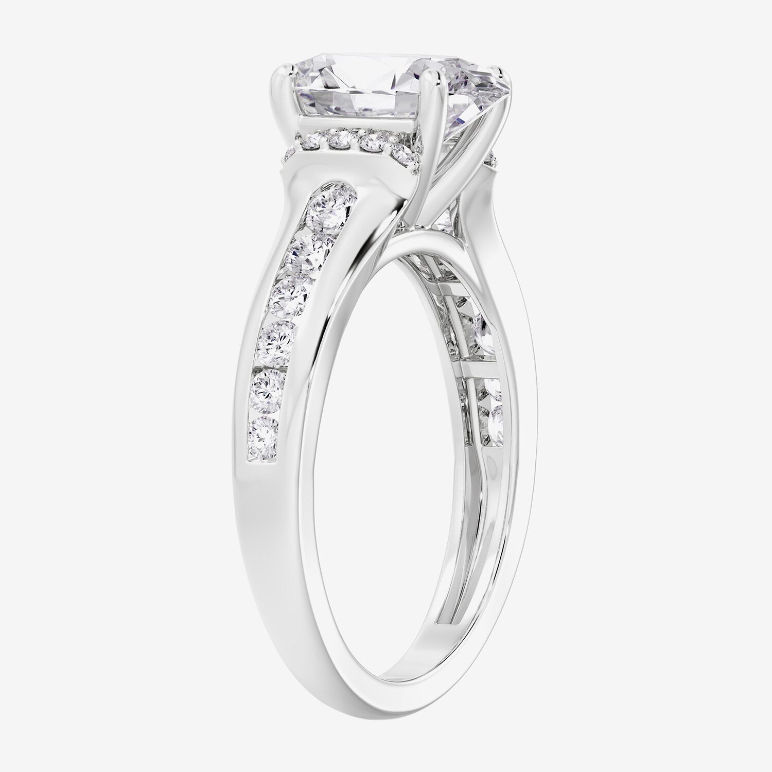 (F / Vs2) Womens 6 CT. T.W. Lab Grown White Diamond Platinum Oval Side Stone Engagement Ring