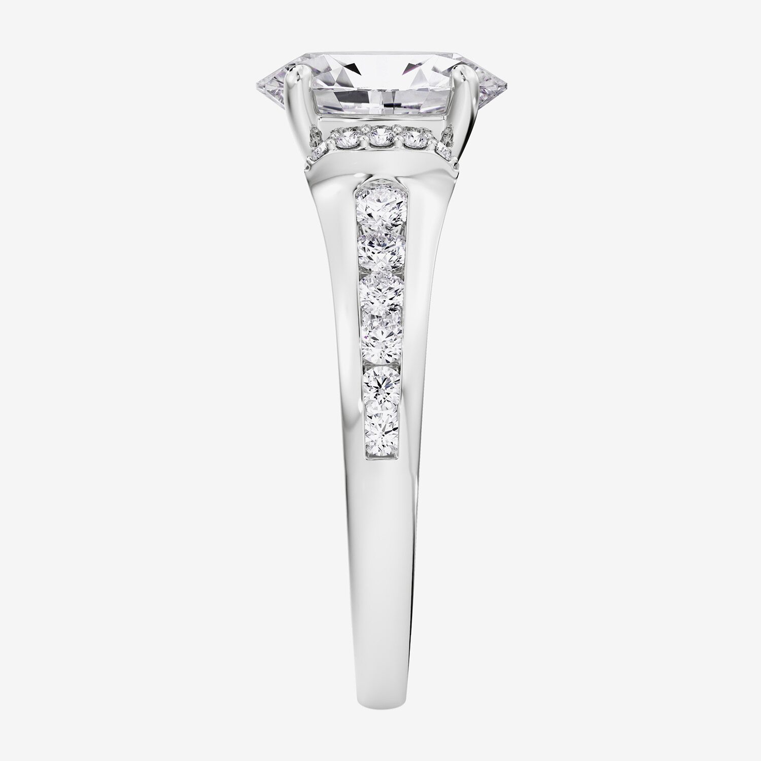 (F / Vs2) Womens 6 CT. T.W. Lab Grown White Diamond Platinum Oval Side Stone Engagement Ring