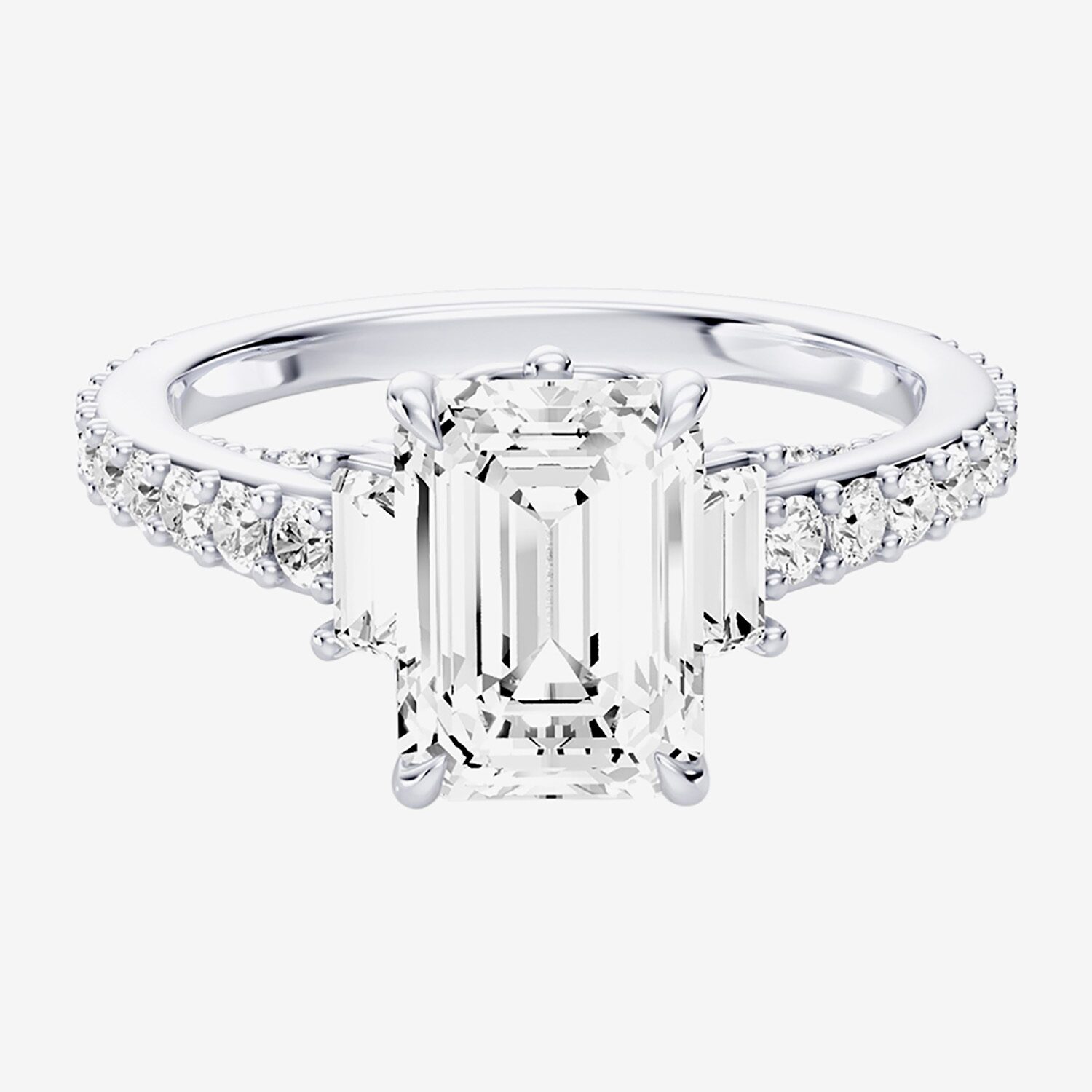 Enchanted Disney Fine Jewelry Cinderella (F / Si1) Womens 2 5/8 Ct. T.W. Lab Grown White Diamond 10K Gold Princess Side Stone Engagement Ring