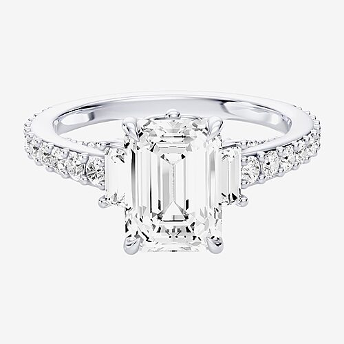Enchanted Disney Fine Jewelry Cinderella (F / Si1) Womens 2 5/8 Ct. T.W. Lab Grown White Diamond 10K Gold Cinderella Princess Side Stone Engagement Ri
