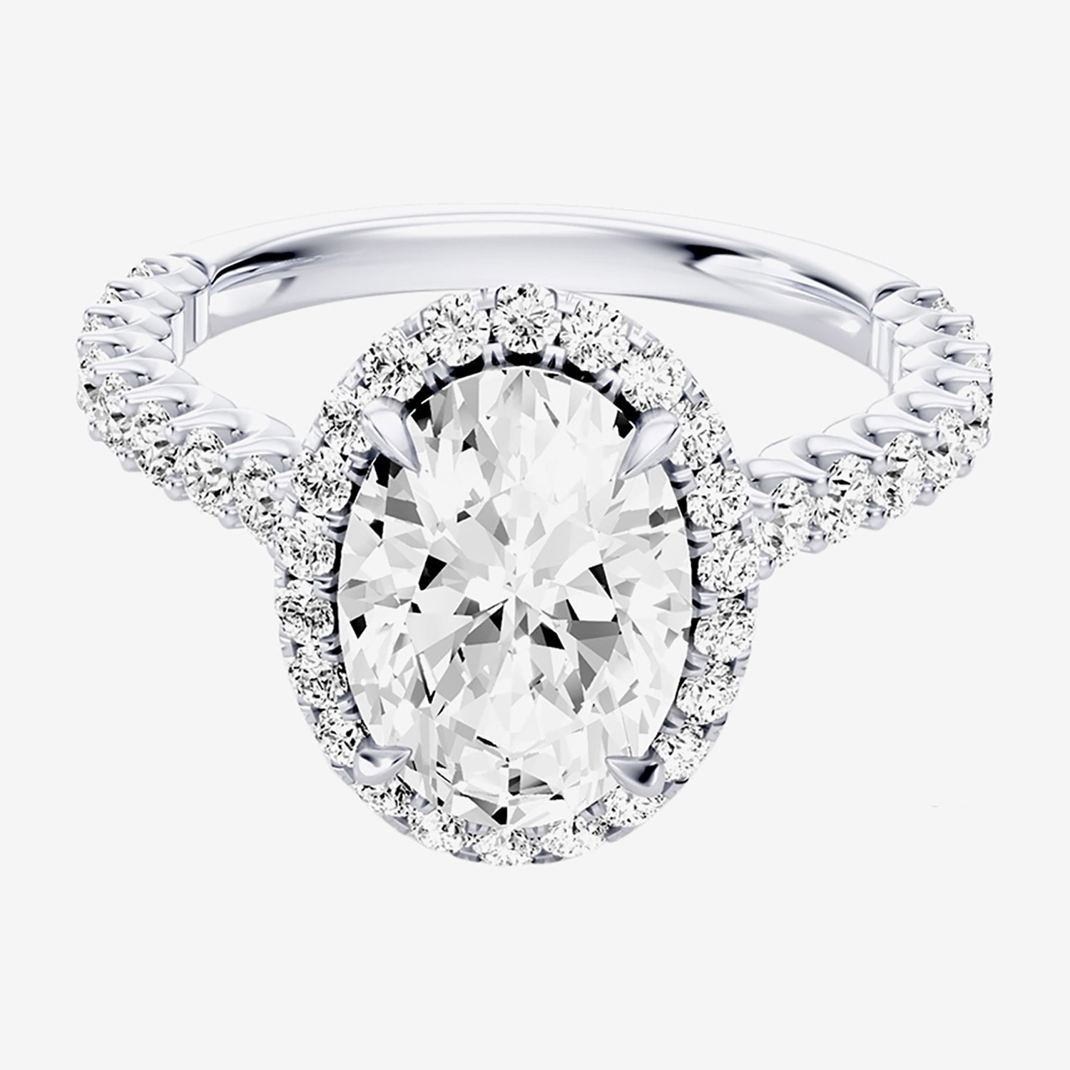 Enchanted Disney Fine Jewelry Cinderella (F / Si1) Womens 2 3/4 CT. T.W. Lab Grown White Diamond 10K Gold Oval Princess Side Stone Engagement Ring