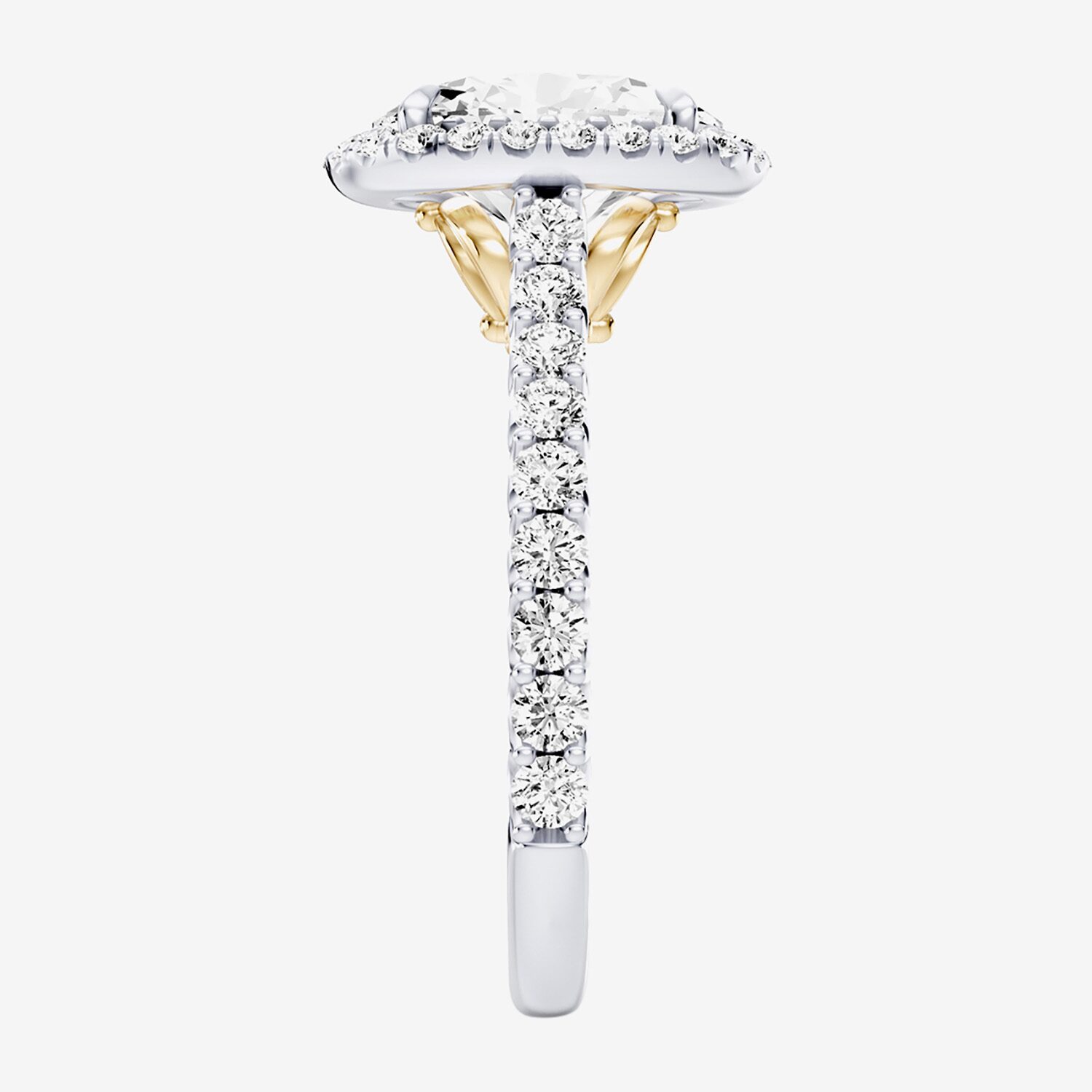 Enchanted Disney Fine Jewelry Cinderella (F / Si1) Womens 2 3/4 CT. T.W. Lab Grown White Diamond 10K Gold Oval Princess Side Stone Engagement Ring