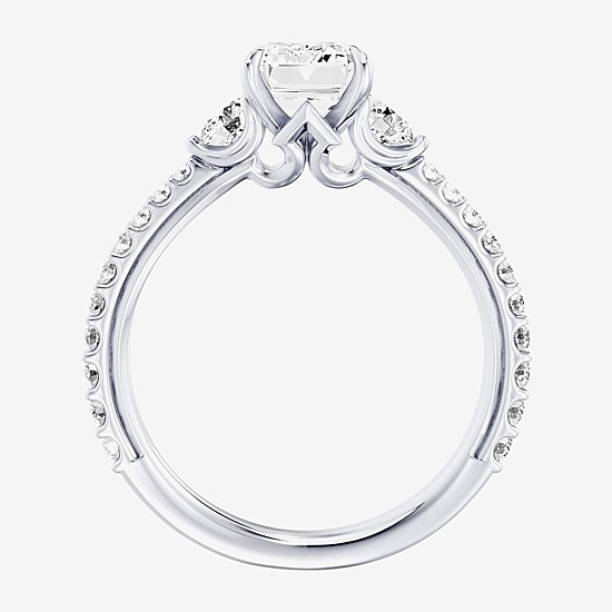 Enchanted Disney Fine Jewelry Aurora (F / Si1) Womens 2 1/5 CT. T.W. Lab Grown White Diamond 10K Gold Aurora Princess Sleeping Beauty Side Stone Engagement Ring