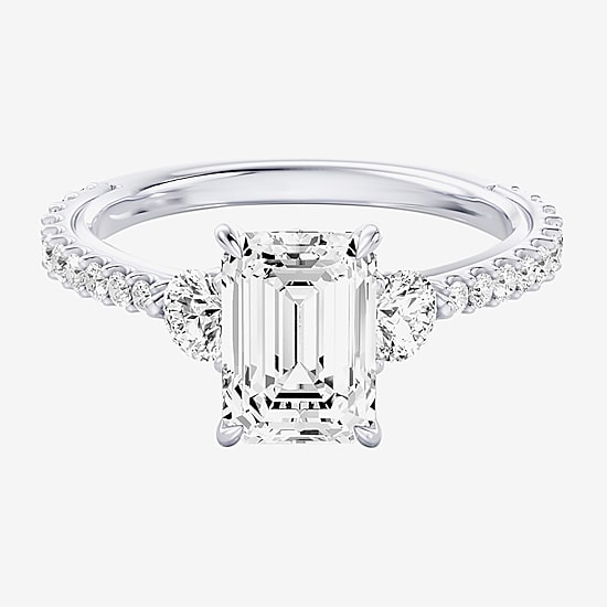 Enchanted Disney Fine Jewelry Aurora (F / Si1) Womens 2 1/5 CT. T.W. Lab Grown White Diamond 10K Gold Aurora Princess Sleeping Beauty Side Stone Engagement Ring