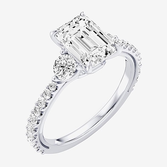 Enchanted Disney Fine Jewelry Aurora (F / Si1) Womens 2 1/5 CT. T.W. Lab Grown White Diamond 10K Gold Aurora Princess Sleeping Beauty Side Stone Engagement Ring