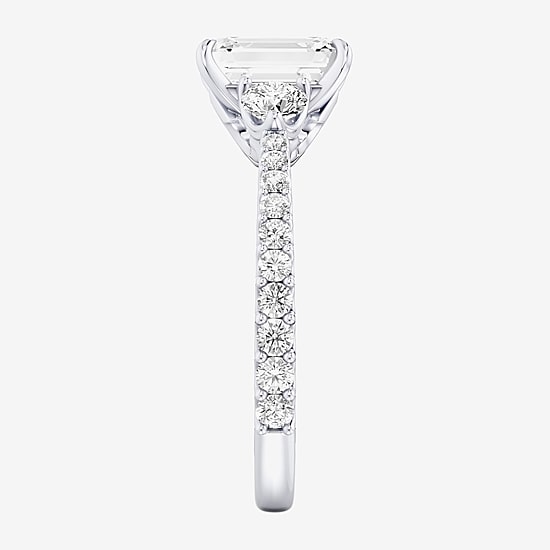 Enchanted Disney Fine Jewelry Aurora (F / Si1) Womens 2 1/5 CT. T.W. Lab Grown White Diamond 10K Gold Aurora Princess Sleeping Beauty Side Stone Engagement Ring