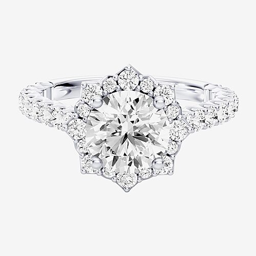 Enchanted Disney Fine Jewelry Ariel (F / Si1) Womens 2 1/3 CT. T.W. Lab Grown White Diamond 10K Gold Ariel Princess The Little Mermaid Side Stone Halo