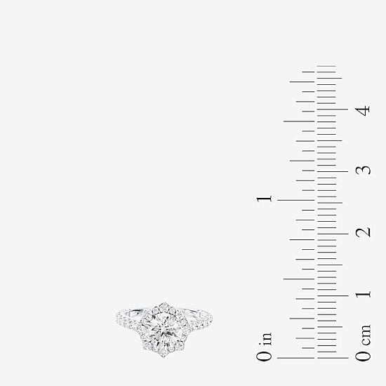 Enchanted Disney Fine Jewelry Ariel (F / Si1) Womens 2 1/3 CT. T.W. Lab Grown White Diamond 10K Gold Ariel Princess The Little Mermaid Side Stone Halo Engagement Ring