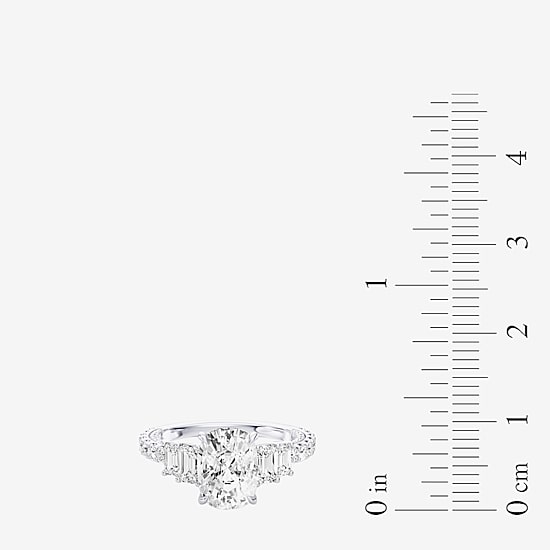 Enchanted Disney Fine Jewelry Ariel (F / Si1) Womens 3 3/8 Ct. T.W. Lab Grown White Diamond 10K Gold Ariel Princess The Little Mermaid Side Stone Engagement Ring