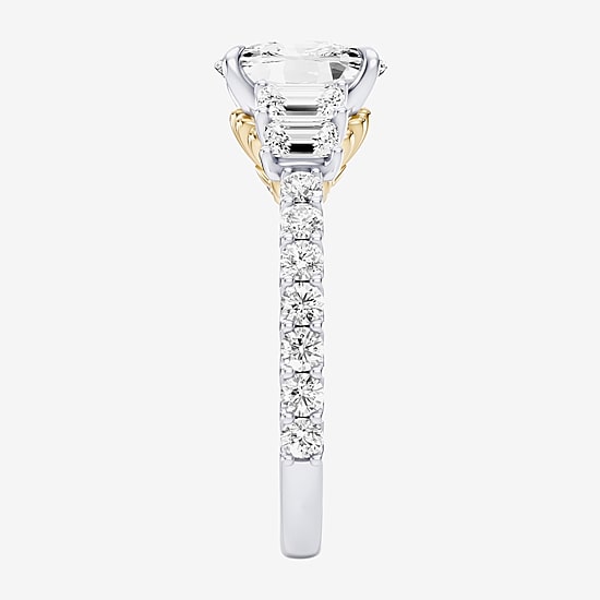 Enchanted Disney Fine Jewelry Ariel (F / Si1) Womens 3 3/8 Ct. T.W. Lab Grown White Diamond 10K Gold Ariel Princess The Little Mermaid Side Stone Engagement Ring