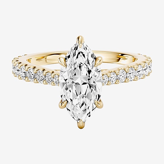 Enchanted Disney Fine Jewelry Ariel (F / Si1) Womens 2 1/8 Ct. T.W. Lab Grown White Diamond 10K Gold Marquise Ariel Princess The Little Mermaid Side Stone Engagement Ring