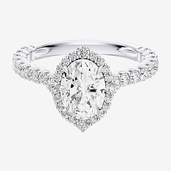 Enchanted Disney Fine Jewelry Cinderella (F / Si1) Womens 2 1/2 CT. T.W. Lab Grown White Diamond 10K Gold Cinderella Princess Side Stone Halo Engagement Ring