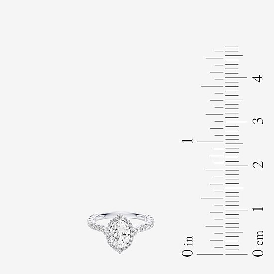 Enchanted Disney Fine Jewelry Cinderella (F / Si1) Womens 2 1/2 CT. T.W. Lab Grown White Diamond 10K Gold Cinderella Princess Side Stone Halo Engagement Ring