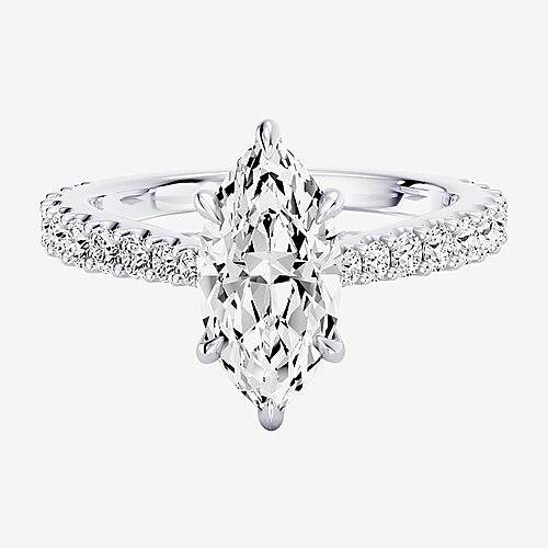 Enchanted Disney Fine Jewelry Ariel (F / Si1) Womens 2 1/8 Ct. T.W. Lab Grown White Diamond 10K Gold Marquise Ariel Princess The Little Mermaid Side S