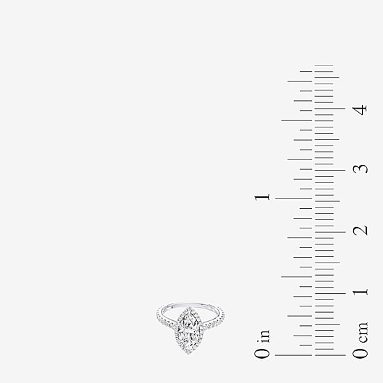 Enchanted Disney Fine Jewelry Cinderella (F / Si1) Womens 2 CT. T.W. Lab Grown White Diamond 10K Gold Marquise Cinderella Princess Side Stone Halo Engagement Ring